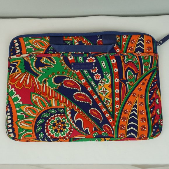 Vera Bradley Paisley Vibrant Colored Laptop Case with Handle Exterior‎ Pocket - Picture 1 of 7